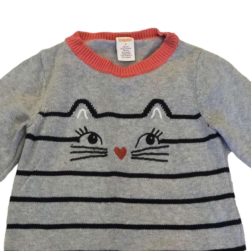 Gymboree Gray Striped Kitty Dress size 6 - Picture 4 of 8